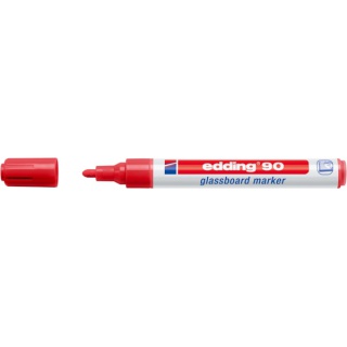 Marker do tablic szklanych e-90 EDDING, 2-3 mm, czerwony, Markery, Artykuły do pisania i korygowania