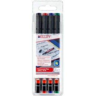 Pen permanent e-142 M EDDING, 1mm, set 4, color mix