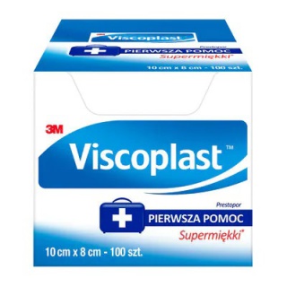 Universal plaster, VISCOPLAST Prestopor, super soft, fabric, 10cmx8cm, 100 pcs, Plasters, First Aid Kits, Cleaning & Janitorial Supplies and Dispensers