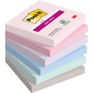 Karteczki samoprzylepne Post-it® Super Sticky, SOULFUL, 76x76mm, 6x90 kart., Bloczki samoprzylepne, Papier i etykiety