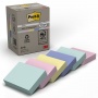 Sticky notes POST-IT&reg; Recycled Notes, 38x51mm, 6x100 sheets, pastel mix, Self-adhesive pads, Paper and labels, EKO-CERT