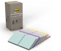 Sticky notes POST-IT&reg; Recycled Notes, 76x76mm, 16x100 sheets, pastel mix