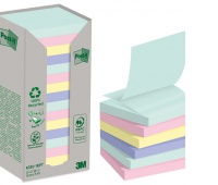 Sticky notes POST-IT&reg; Recycled Z-Notes, 76x76mm, 16x100 sheets, pastel mix