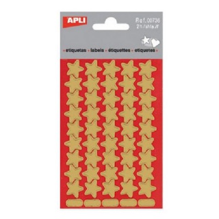 Stickers APLI, stars, 90 pcs, gold