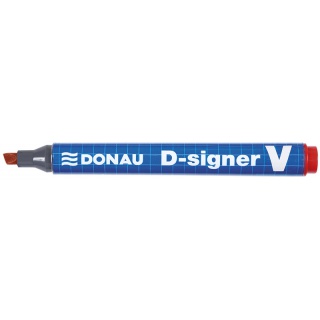 Marker permanentny DONAU D-Signer, 1-4mm (linia), czerwony, Markery, Artykuły do pisania i korygowania