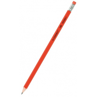 Ołówek drewniany z gumką Q-CONNECT HB, lakierowany, zawieszka, 3 szt., Ołówki, Artykuły do pisania i korygowania