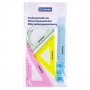 Geometry Set DONAU, small, pendant packaging, assorted colours, Rulers, Set Squares, Protractors, School supplies