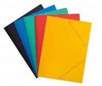 Elasticated file, OFFICE PRODUCTS, pressed board, A4, 390 gsm, 3-flap, assorted colours