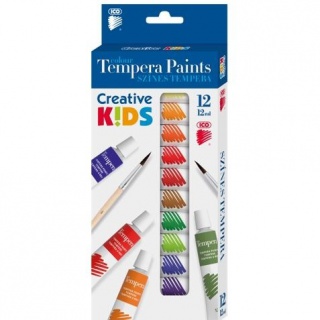 Tempera paints CREATIVE KIDS, 12ml x 12pcs, mix in cardboard box
