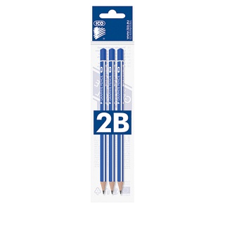 Wooden pencil ICO Signetta, 2B, triangular, 3pcs, pendant, blue