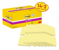 Karteczki samoprzylepne Post-it® Super Sticky (654-P16SSCY-EU), 76x76mm, 14x90 kart.+2x90 kart. gratis, żółte