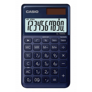 Kalkulator kieszonkowy CASIO SL-1000SC-NY-S, 10-cyfrowy, 71x120mm, granatowy, Kalkulatory, Urządzenia i maszyny biurowe
