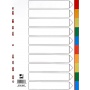 Przekładki Q-CONNECT, PP, A4, 225x297mm, 10+1 kart, mix kolorów, Przekładki polipropylenowe, Archiwizacja dokumentów