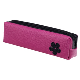 Pencil case- tube GIMBOO, with flower, mix colors