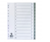 Przekładki Q-CONNECT, PP, A4, 225x297mm, 1-12, 12 kart, szare