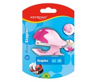 Stapler KEYROAD Mini + 1000 staples, blister, assorted colors
