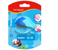 Stapler KEYROAD Mini + 1000 staples, blister, assorted colors