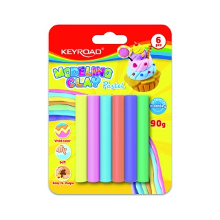 Plasticine KEYROAD, round, 6x15g, pastel, blister, mix colors, Creative products, School supplies