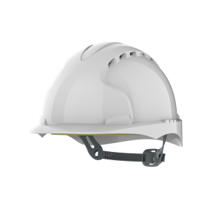 Evo 2® Mid Peak, vented White Helmet - Slip Ratchet