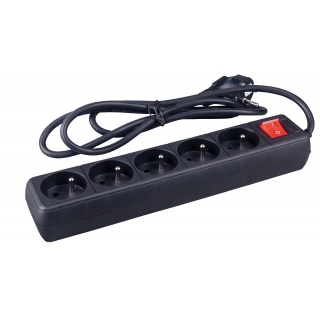 Extension Leads OFFICE PRODUCTS, 5 sockets, 1,5m, switch, black