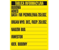 Znak TDC, Budowlana tablica informacyjna