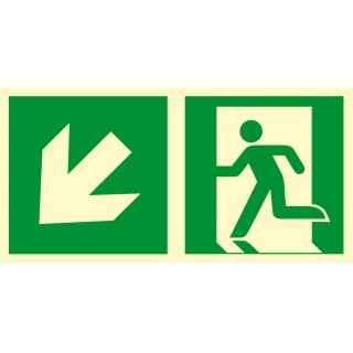 Znak TDC, Kierunek do wyjścia ewakuacyjnego – w dół w lewo 1, Oznakowanie firm, Ochrona indywidualna
