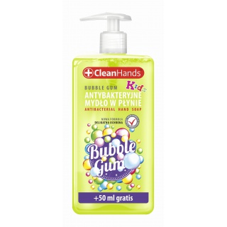 Mydło antybakteryjne CLEAN HANDS, guma balonowa, 300 ml, Mydła i dozowniki, Artykuły higieniczne i dozowniki