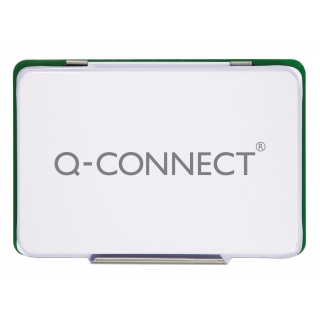Poduszka do stempli Q-CONNECT, z tuszem, 110x70mm, metalowa, zielona, Poduszki do stempli, Drobne akcesoria biurowe