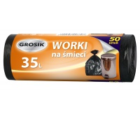 Trash bags GROSIK, HDPE, 35l, 50 pcs, black