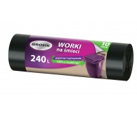Trash bags GROSIK, LDPE, 240l, 10 pcs, black
