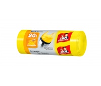 Garbage bags JAN NIEZBĘDNY, HDPE, t-shirt, 20l, 30pcs, yellow