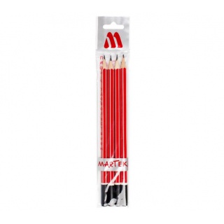 Ołówki drewniane MARTEK, HB, B, 2B, H, 4 szt., czerwony, zawieszka, Ołówki, Artykuły do pisania i korygowania