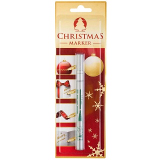 Oil Marker ICO Christmas, M, round, 1-1.5mm, blister, silver