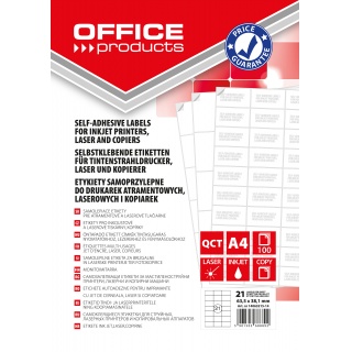 Etykiety OFFICE PRODUCTS, 63,5x38,1mm, białe, 100 ark., Etykiety samoprzylepne, Papier i etykiety