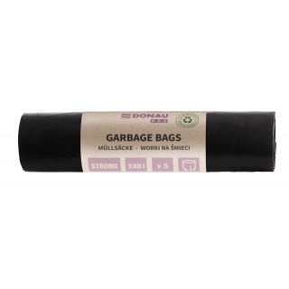 Trash bags DONAU ECO, strong (LDPE), 240l, 5 pcs, black