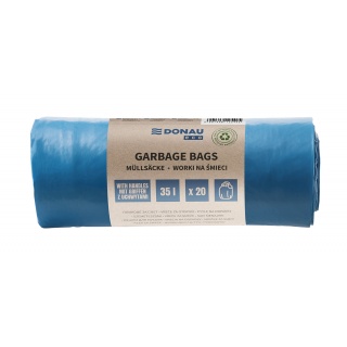 Trash bags DONAU ECO, with handles Knoties, 35l, 20 pcs, blue