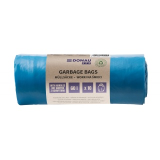 Trash bags DONAU ECO, with handles Knoties, 60l, 10 pcs, blue