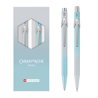 Pen set 849 and pencil 844 Caran d’Ache Blue Lagoon, in case, blue-gray, Ballpoint pens, Writing and correction products
