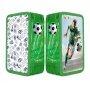 School pencil case GIMBOO, with equipment, 3 compartments, Soccer, green