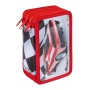 School pencil case GIMBOO, with equipment, 3 compartments, Racing, red