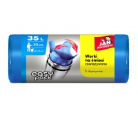Worki na śmieci JAN NIEZBĘDNY, easy pack, 35l, 30szt., niebieskie