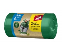 Worki na śmieci JAN NIEZBĘDNY, zielony dom, easy pack, 35l, 22szt., zielone