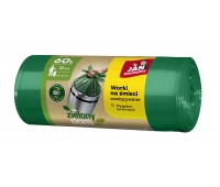 Worki na śmieci JAN NIEZBĘDNY, zielony dom, easy pack, 60l, 18szt., zielone