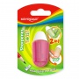 Plastic sharpener KEYROAD with eraser, single, Twist, blister, mix colors