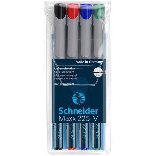 Non-permanent foil pen set SCHNEIDER Maxx 225 M, 4 pcs, in a case, color mix