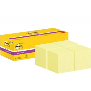 Karteczki samoprzylepne POST-IT Super Sticky, 76x76mm, 24x90 kart., kanarkowy żółty, Bloczki samoprzylepne, Papier i etykiety