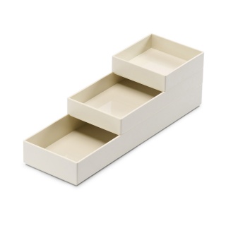 Zestaw pojemników MOXOM Modular Tray, 250x80x55mm, 3 szt., biały, Pudła, Wyposażenie biura