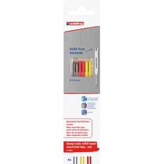 Interchangeable cartridges e-8881 EDDING, for pencil e-8880, 6 pcs, blister, mix colors