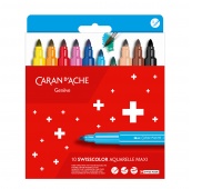 Flamastry akwarelowe CARAN D'ACHE Swisscolor Maxi, 10 szt., mix kolorów