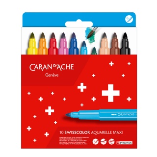 Flamastry akwarelowe CARAN D'ACHE Swisscolor Maxi, 10 szt., mix kolorów, Plastyka, Artykuły szkolne